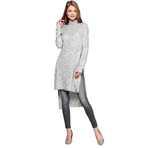 ZARA Knits Gray Marled Turtleneck Light High Low Tunic Sweater Size Medium